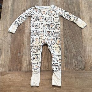 Little Sleepies Cream and Gray Baby Onesie